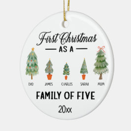 Erste Weihnachten als Familie von fünf Aquarellfar Keramik Ornament