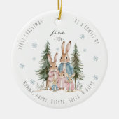 Erste Weihnachten als Familie von fünf Kaninchen Keramik Ornament (Vorne)