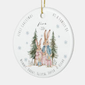 Erste Weihnachten als Familie von fünf Kaninchen Keramik Ornament (Links)