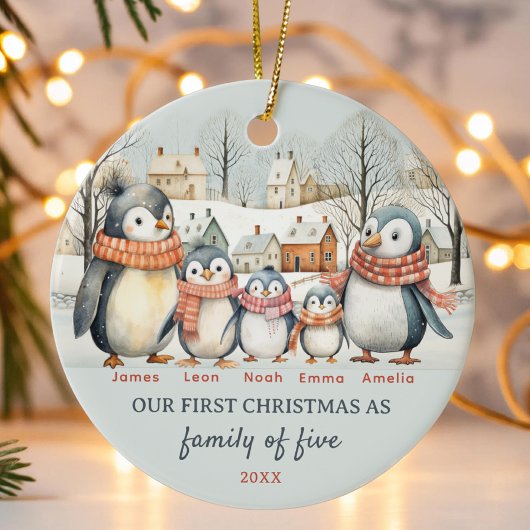 Erste Weihnachten als Familie von fünf Weihnachten Keramik Ornament