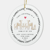 Erste Weihnachten als Familie von sechs Hirschen Keramik Ornament (Links)