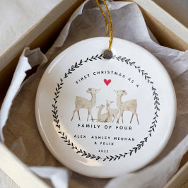 Erste Weihnachten als Familie von vier Hirschen Keramik Ornament