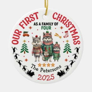 Erste Weihnachten als Familie von vier Individuell Keramik Ornament
