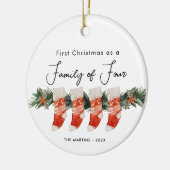 Erste Weihnachten als Familie von vier Strümpfen Keramik Ornament (Links)