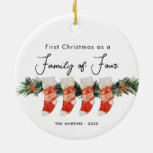 Erste Weihnachten als Familie von vier Strümpfen Keramik Ornament (Hinten)