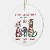 Erste Weihnachten als Familienschmuck Keramik Ornament (Links)