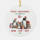 Erste Weihnachten als Familienschmuck Keramik Ornament (Vorne)