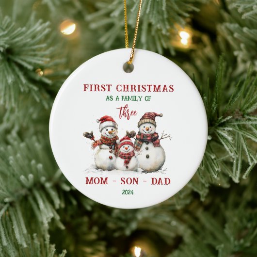 Erste Weihnachten als Familienschmuck Keramik Ornament (Baum)