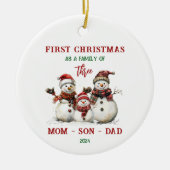 Erste Weihnachten als Familienschmuck Keramik Ornament (Vorne)