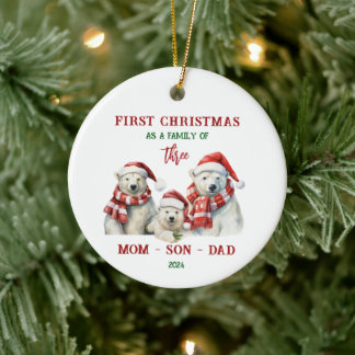 Erste Weihnachten als Familienschmuck Keramik Ornament