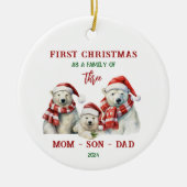 Erste Weihnachten als Familienschmuck Keramik Ornament (Vorne)