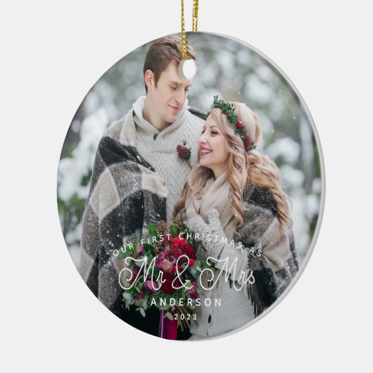 Erste Weihnachten als Foto Keramik Ornament (Links)