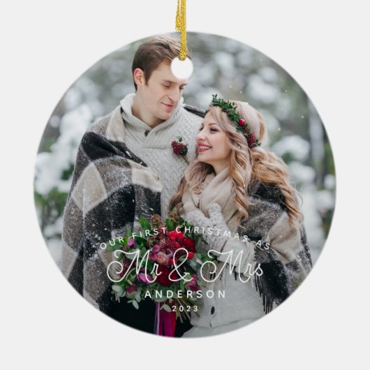 Erste Weihnachten als Foto Keramik Ornament (Hinten)