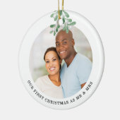 Erste Weihnachten als Foto Mistletoe Keramik Ornament (Links)