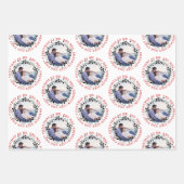 Erste Weihnachten als Foto mit dem schwarzen Kranz Geschenkpapier Set (Vorderseite)