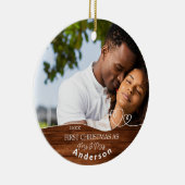 Erste Weihnachten als Foto und Name Datum Keramik Ornament (Rechts)