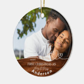 Erste Weihnachten als Foto und Name Datum Keramik Ornament (Links)