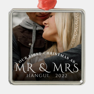 Erste Weihnachten als Foto von Frau Couple Ornament Aus Metall
