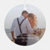 Erste Weihnachten als Foto von Mr. und Mrs. Couple Ornament Aus Metall (Rückseite)