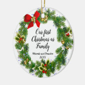 Erste Weihnachten als Foto Weihnachten Keramik Ornament (Links)