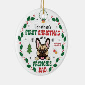 Erste Weihnachten als französischer Bulldoggen-Vat Keramik Ornament (Rechts)