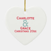 Erste Weihnachten als Frau und Frau Lesbian Themed Keramik Ornament (Hinten)