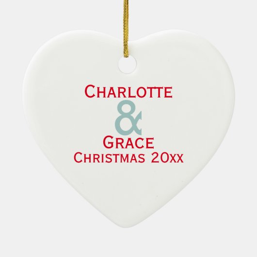 Erste Weihnachten als Frau und Frau Lesbian Themed Keramik Ornament (Hinten)