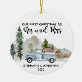 Erste Weihnachten als Frau und Frau Truck Rustic Keramik Ornament (Vorne)