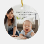 Erste Weihnachten als Godmutter Personalisiertes F Keramik Ornament (Vorne)