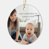 Erste Weihnachten als Godmutter Personalisiertes F Keramik Ornament (Links)