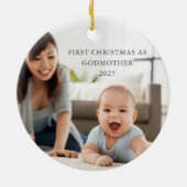 Erste Weihnachten als Godmutter Personalisiertes F Keramik Ornament (Hinten)