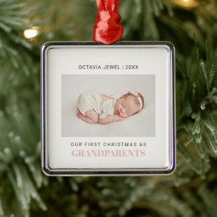 Erste Weihnachten als Grandeleltern Baby Girl Foto Ornament Aus Metall