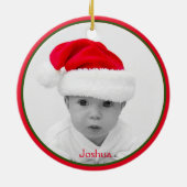 Erste Weihnachten als graues und graues Foto Keramik Ornament (Hinten)