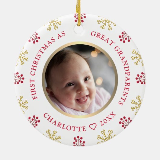 Erste Weihnachten als große Großeltern Foto Keramik Ornament (Hinten)