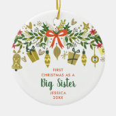 Erste Weihnachten als große Schwester Personalisie Keramik Ornament (Vorne)