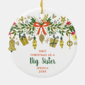 Erste Weihnachten als große Schwester Personalisie Keramik Ornament (Hinten)
