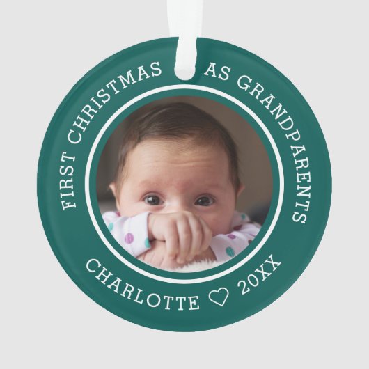 Erste Weihnachten als Großeltern 2 Foto grün Ornament (Rückseite)
