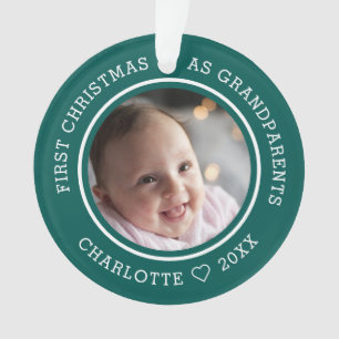 Erste Weihnachten als Großeltern 2 Foto grün Ornament