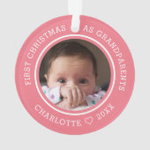 Erste Weihnachten als Großeltern 2 Foto rosa Ornament (Rückseite)