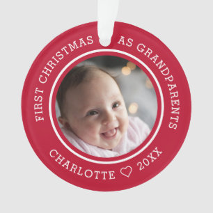 Erste Weihnachten als Großeltern 2 Foto rot Ornament