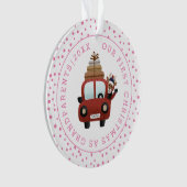 Erste Weihnachten als Großeltern Auto und rosa Fot Ornament (Vorderseite)