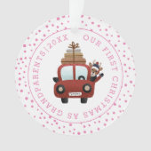 Erste Weihnachten als Großeltern Auto und rosa Fot Ornament (Vorderseite)