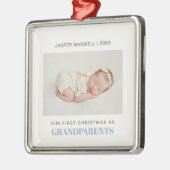 Erste Weihnachten als Großeltern Baby Boy Foto Ornament Aus Metall (Links)