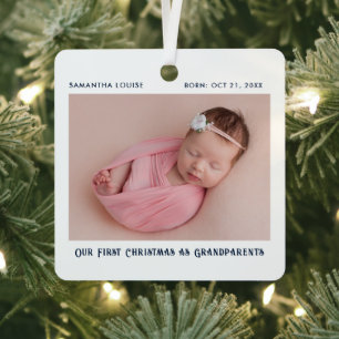 Erste Weihnachten als Großeltern Baby Foto Custom Ornament Aus Metall