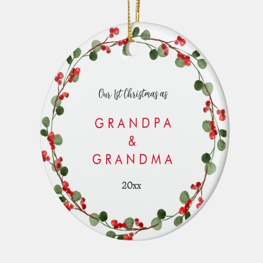 Erste Weihnachten als Großeltern | Baby-Foto Keramik Ornament (Links)