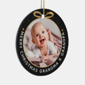 Erste Weihnachten als Großeltern Black Gold Foto Keramik Ornament (Rechts)