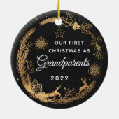 Erste Weihnachten als Großeltern Black Gold Foto Keramik Ornament (Hinten)