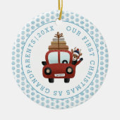 Erste Weihnachten als Großeltern blauer Glitzer Fo Keramik Ornament (Vorne)