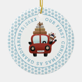 Erste Weihnachten als Großeltern blauer Glitzer Fo Keramik Ornament