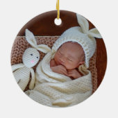 Erste Weihnachten als Großeltern Blue Glitzer Foto Keramik Ornament (Hinten)